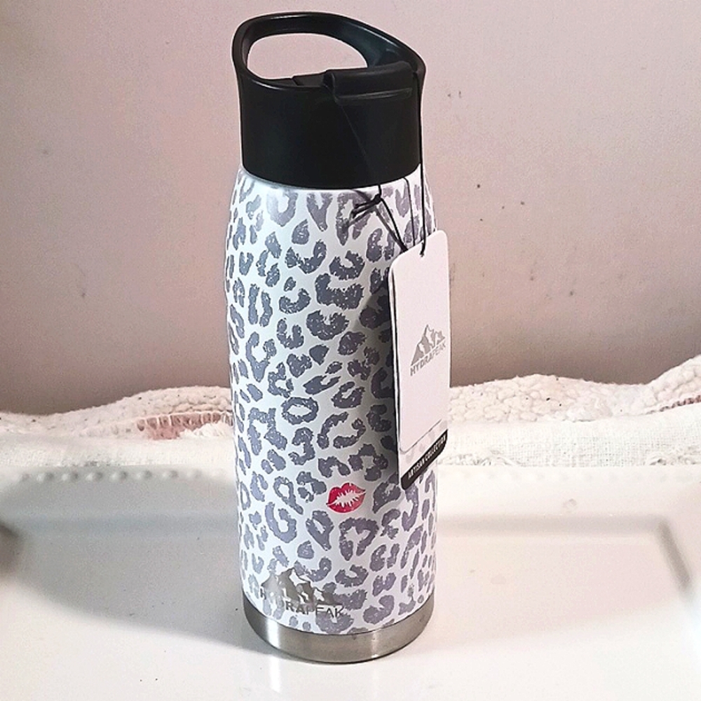 HYDRAPEAK Artisan 32oz Cream/Gray Leopard 🐆 Print Stainless Steel Water💧Bottle